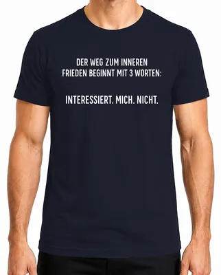 Productafbeelding van Interesseert me niet. Binnenrust. Sarcastisch, ironisch. Heren T-shirt, marineblauw, maat L