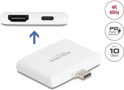 Produktbild von Delock USB Type-C™ Adapter zu HDMI 4K 60 Hz und USB Type-C™ Daten + PD 94 W