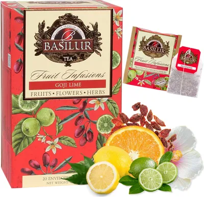 Produktbild von BASILUR Fruit Infusions - Entkoffeinierter Früchtetee mit natürlichem Goji-, Limetten- und Zitrusaroma, Beutel 20 x 2 g x1