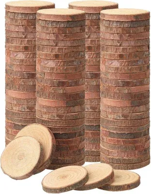 Imagen del producto de Pequeños discos de madera, de 4 a 5 cm de diámetro, decorados