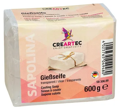 Produktbild von CREARTEC Gießseife in Transparent - 600 g - erstellen Sie eigene Seifen nach Ihren Wünschen - Vegan