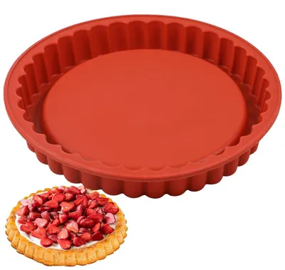 Productafbeelding van Siliconen vorm voor fruittaart, 28 cm. Vorm voor taartbodems, 1 stuk. Hittebestendig tot 230°C