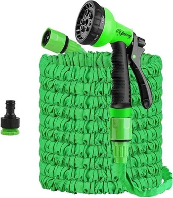 Produktbild von Flexible Gartenschlauch 5m 10m 20m 15m 30m 45m 50m 60m, 3-fach Magic Flexible Gartenschlauch Wasserschlauch mit 8-Modi Wasserspritzpistole und Adapter 3/4" & 1/2" Schlauchanschluss Fittingen