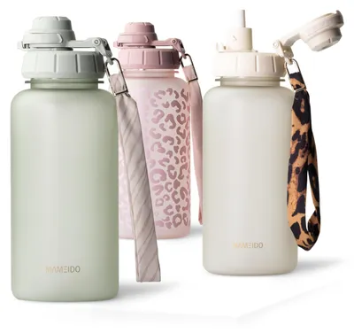 Image de Bouteille de sport de 1 litre avec paille et indicateur de temps