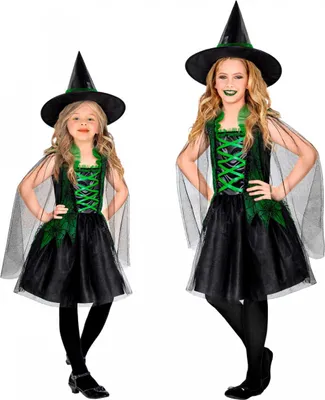 Produktbild von Wicked Witch Kinderkostüm mit Hexenhut Größe: 158 cm / 11-13 Jahre