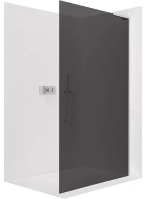 Produktbild von CERANO – Duschabtrennung Walk-in Onyx L, rechte Stütze – 8 mm – Chrom, getöntes Glas (grau) – 90 x 200 cm