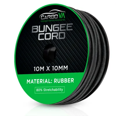 Produktbild von CargoVA Gummiseil 10mm 10m schwarz - Expanderseil 80% Dehnung - Wetterfestes Spannseil für Anhänger, Sonnensegel, Planen uvm
