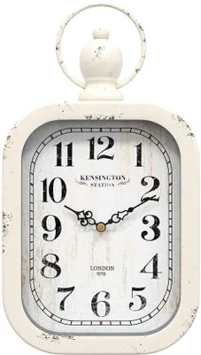 Produktbild von Retro ovale Wanduhr, antikes Design, Stille Batterie-Uhr für Wohnzimmer, Küche, Landhaus, Büro (Wit, Rechteck)