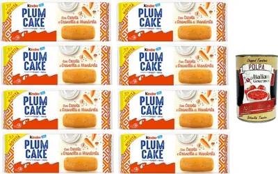 Produktbild von Kinder Plumcake con Carota e Granella di Mandorla Pflaumenkuchen mit Karotten- und Mandelbröseln 8x192gr +Italian Gourmet Polpa di Pomodoro