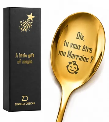 Goldener Kaffeelöffel mit Gravur, Patentanten-Geschenk, 16,5 cm