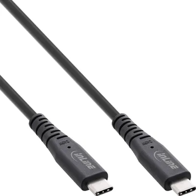 Produktbild von InLine USB4 Kabel, USB-C ST/ST, PD 240W, 8K60Hz, TPE schwarz, 0,5m, 0,5 m, USB C, USB C, USB4 Gen 3x2, 40 Gbit/s, Schwarz
