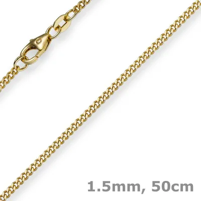 Produktbild von 1,5mm Panzerkette Kette Collier aus 585 Gold Gelbgold Goldkette 50cm Uni