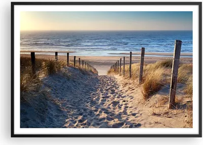 Produktbild von Gerahmtes Poster - Schwarzer Rahmen - Meer Strand Düne - 100x70 cm - Wand Bild - Wanddeko - Wandbilder - Kunstposter - Wandposter - Bilderrahmen - Bilder - Kunstdruck - Wandbild - P2BAA100x70-3612
