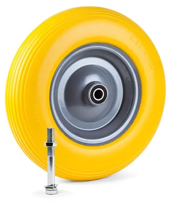 Produktbild von Grafner® Schubkarrenrad 4.00-8 PolyurethanVollgummibereifung FlatFree Metallfelge mit Achse Schubkarrenreife