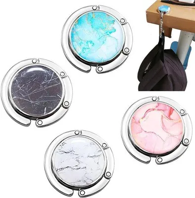 Produktbild von Famanu Tisch-Handtaschenhalter 4 Stück - Antirutsch - Marmor-Design