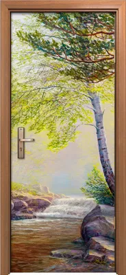 Produktbild von Türposter 80x200 cm Türaufkleber Türtapete Türfolie Klebefolie Foto Malerei Landschaft Wald Baum