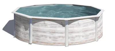 Produktbild von GRE Runder Stahlwandpool mit Nordicoptik KIT460N – Ø 460 x 120 cm, Komplettset