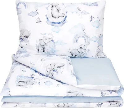 Produktbild von Pepi Baby Bettwäsche 100×135 cm Kinderbettwäsche mit Kissenbezug 60×40 cm ,100% Baumwolle Antiallergisch Babybettwäsche - Eledreams Blue