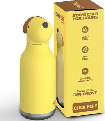 Produktbild von Asobu® Kindertrinkflasche BESTIE mit Strohhalm 460ml - HUND