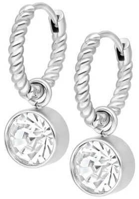 Produktbild von Wildcat Ohrringe - Little Twisted Hoops - Silber, Kristallklar - Chirurgenstahl 316L - wasserfest, langlebig, hautverträglich, Silber-Kristallklar