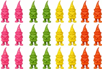Produktbild von 24x Gartenzwerg mini 4x3,7x10cm aus Polyresin – einfarbig, wetterfest, dekorativ, zufällige Farbauswahl, ideal für Garten & Balkon
