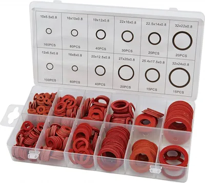 Immagine prodotto di Set 600 pezzi guarnizioni rondelle piatte in fibra, kit assortimento di guarnizioni