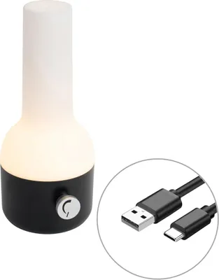 Produktbild von Außen Tischleuchte Schwarz Weiß mit wiederaufladbarem LED IP44 Haard