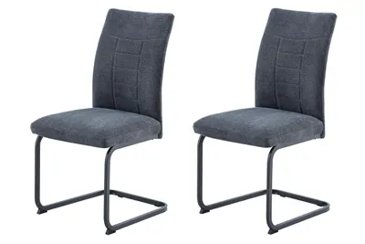 Produktbild von Hela Tische, 2er SET Esszimmerstuhl Augusta, Webstoff Chenille Anthrazit, XL Sitzbreite, NOSAG Polsterung, Gestell in STOFFFARBE, 140kg belastbar