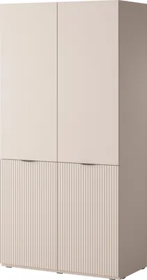 Produktbild von Drehtürenschrank mit Schubladen Falttürenschrank 2-türig Schrank mit Einlegeböden und Kleiderstange, Schlafzimmer  - Schrank Minewra 100 - Beige