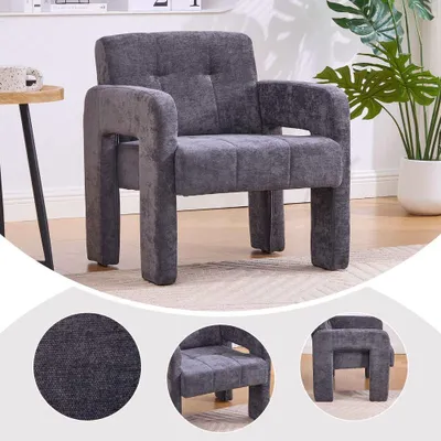 Produktbild von AIORBER Design Polstersessel mit Chenille-Bezug Loungesessel moderner Einzelsessel für Wohnzimmer Schlafzimmer & Büro Lesesessel bis 230kg belastbar Grau