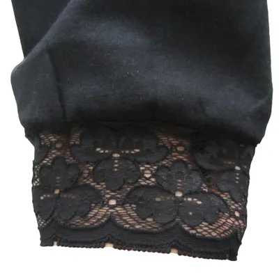Mädchen Capri-Leggings mit Raschelspitze am Abschluss schwarz Spitzendetail
