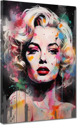 Produktbild von Pop Art Marilyn Dark Style Leinwandbild Wandbild Kunstdruck XL Wanddeko: 105x140x4cm
