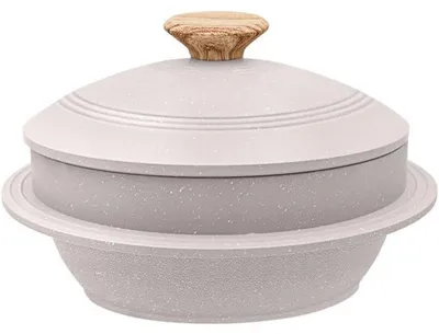 Productafbeelding van Stenen schaal met deksel, geschikt voor Dolsot Bibimbap en hotpot, soep. Wit, 18 cm