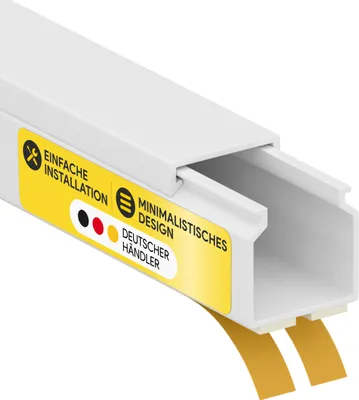 Produktbild von Kabelkanal aus hochwertigem PVC weiß Selbstklebend 2m - 1 Stück - 16x16mm