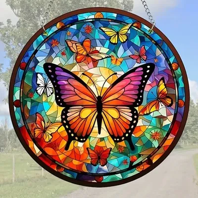 Produktbild von Sonnenfänger Schmetterling Typ16 XL – Buntglas für Ihr Zuhause KP32320