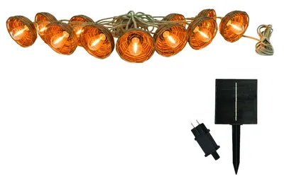 Produktbild von Lichterkette Außenbereich 10 Polyrattan Lampenschirme 8m warmweiß solar