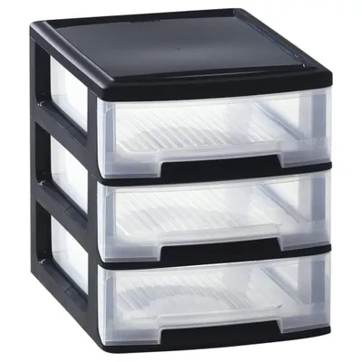 Immagine prodotto di Cassettiera da tavolo Curver Babel A4 3x5L Nero Trasparente