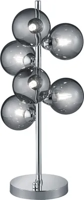 Produktbild von Tischlampe, Metall Glasschirm, chrom rauch, dimmbar, H 52 cm