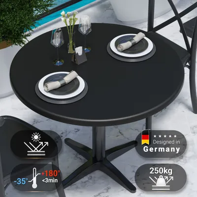 Produktbild von JAMAIKA | Bistro Außen Tischplatte | Ø 70 cm | Schwarz | Rund | Topalit Tischplatte