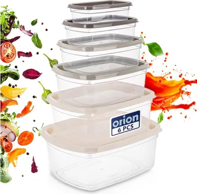 Produktbild von Orion | Lebensmittelbehälter Set - mit Deckel und Dichtung - 6 Stück - Frischhaltedose - Spülmaschinenfest - 225 ml bis 3 L
