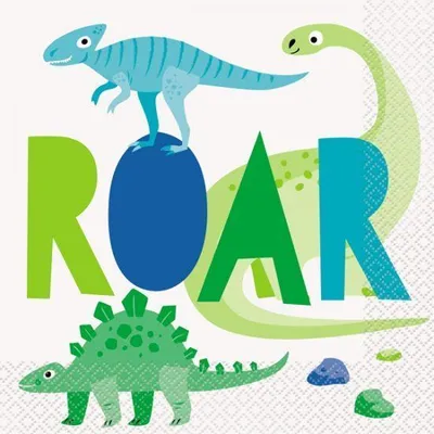 Obrázek produktu pro Párty papírové ubrousky dinosaurus - 32 x 32 cm - 16 ks