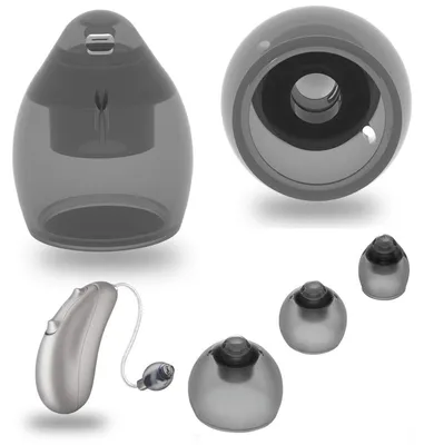Produktbild von INF Belüftete Silikon-Hörgeräte-Ohrkappen, kompatibel mit Phonak 4.0, Schwarz, S, M, L, 6 Stück