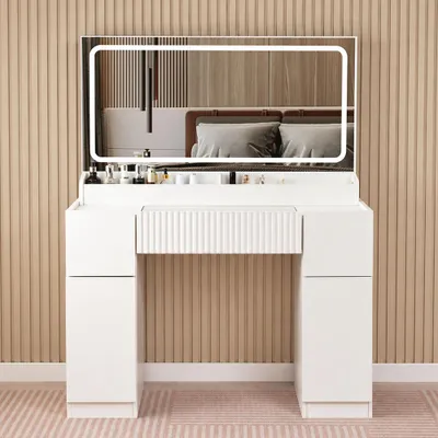 Imagen del producto de Tocador Milton & Oldbrook con iluminación, modelo Livno, color blanco
