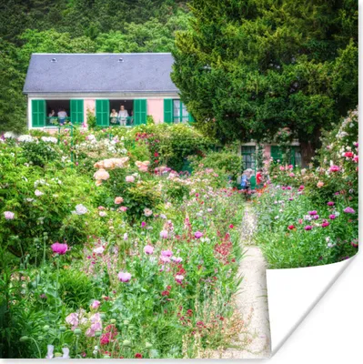 Produktbild von MuchoWow® Poster Weg zum Bauernhaus mit Türen im Garten von Monet in Frankreich 50x50 cm - Wohnzimmerdekoration