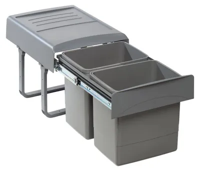 Image de Système de poubelles Ekotech 2 x 15 L, gris, pour le tri des déchets dans la cuisine