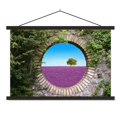 Produktbild von MuchoWow® Textilposter Lavendel - Ausblick - Blumen - Sommer 150x100 cm mit schwarzem Rahmen - Schlafzimmer