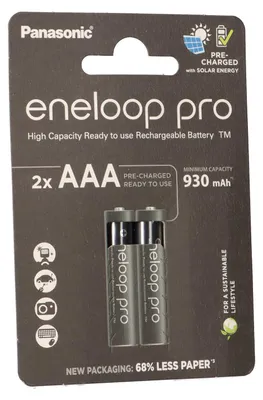 Zdjęcie produktu dla Panasonic 930mAh, 1.2V, Bateria do ponownego naładowania, AAA, 1,2 V, 2 szt., 930 mAh, Czarny