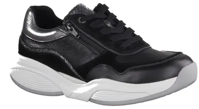 Produktbild von Xsensible SWX11 Damen Halbschuh Stretchleder,Black Combi, bequemer Halbschuh - Damenschuhe Bequeme Schnürschuhe, Schwarz, leder (stretchleder)