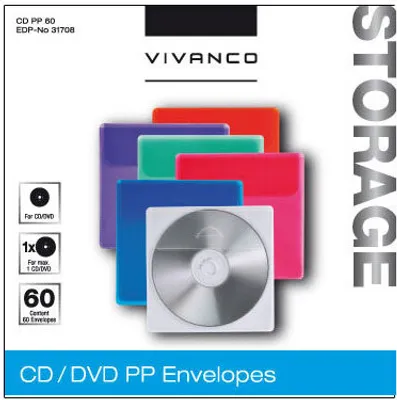 Produktbild von ViVanco™CD PP 60 - CD Umschläge, PP, 60er Pack,