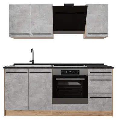 Imagen del producto de Cocina para solteros Vicco R-Line Hormigón/Roble dorado 180 cm, ET Antracita, Model 67033